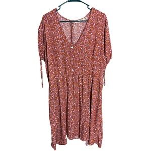 Liberty Love Women's 3XL Floral Print Dress Short Sleeve Casual